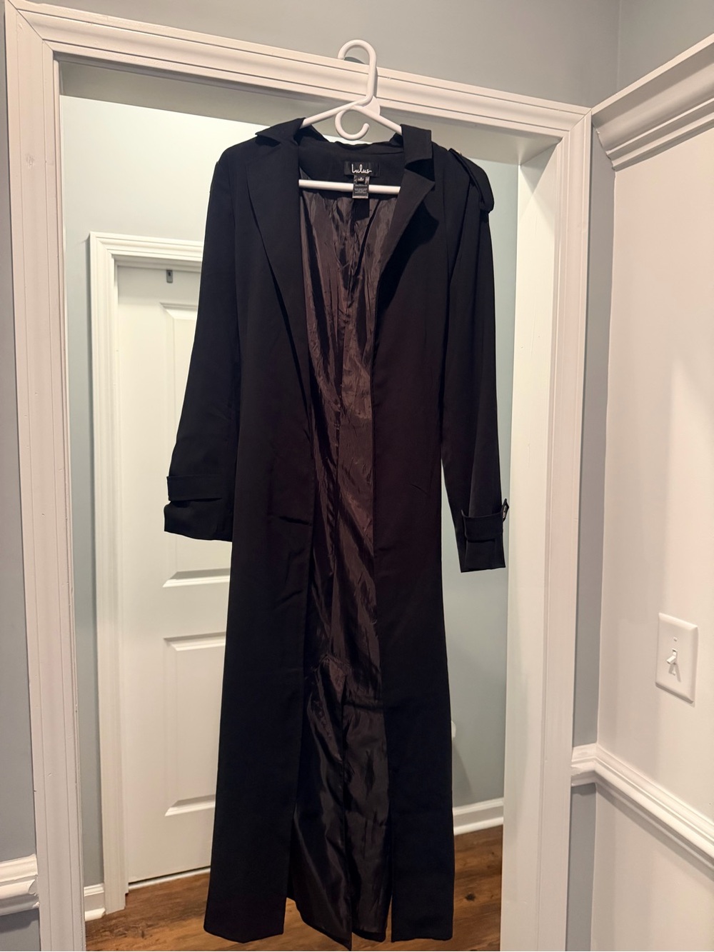 Lulu's Black Long Trench Coat